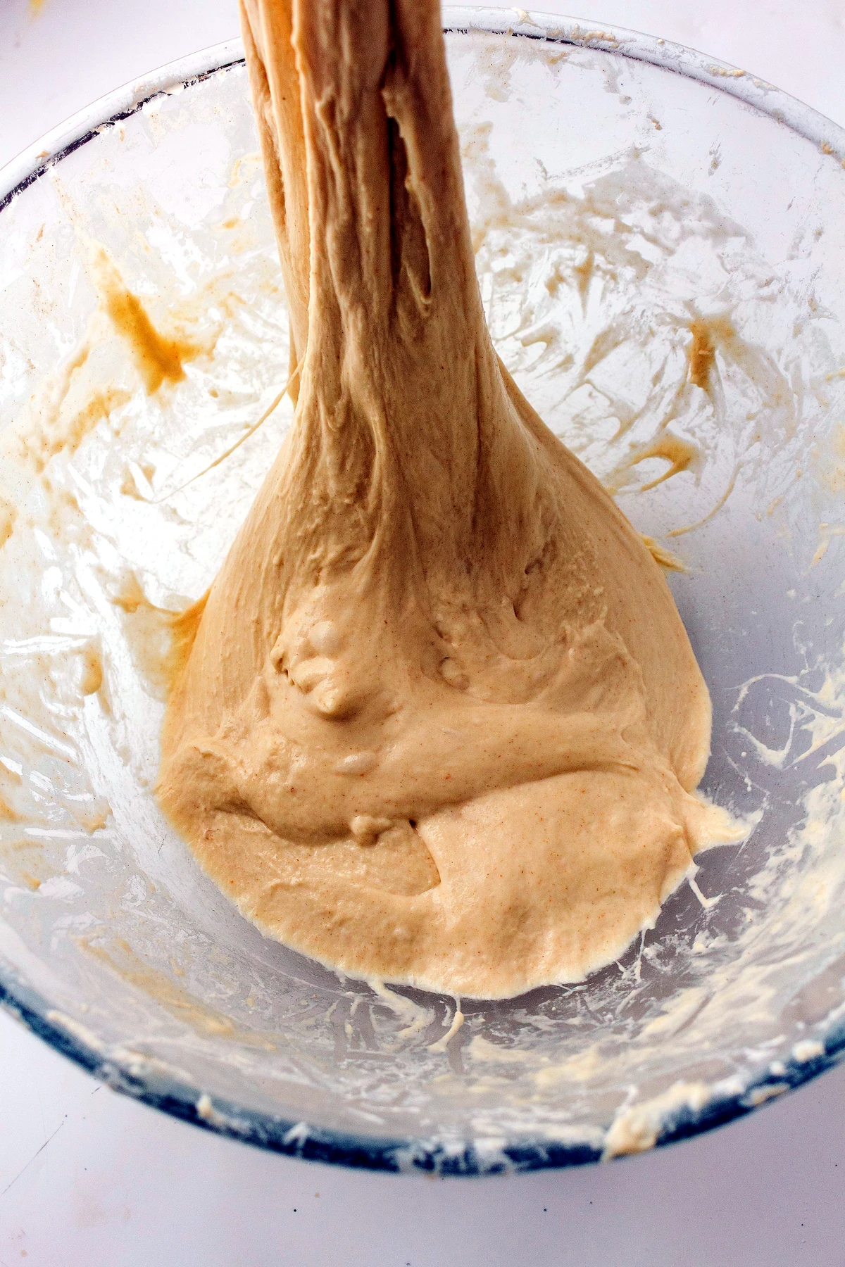Stretch and fold on sourdough dough