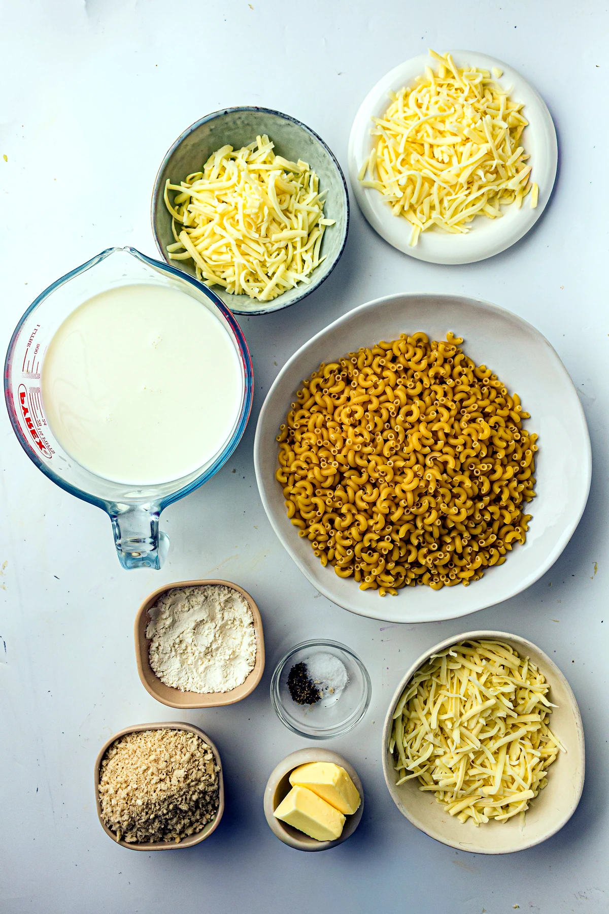 Ingredients for baked mac and cheese