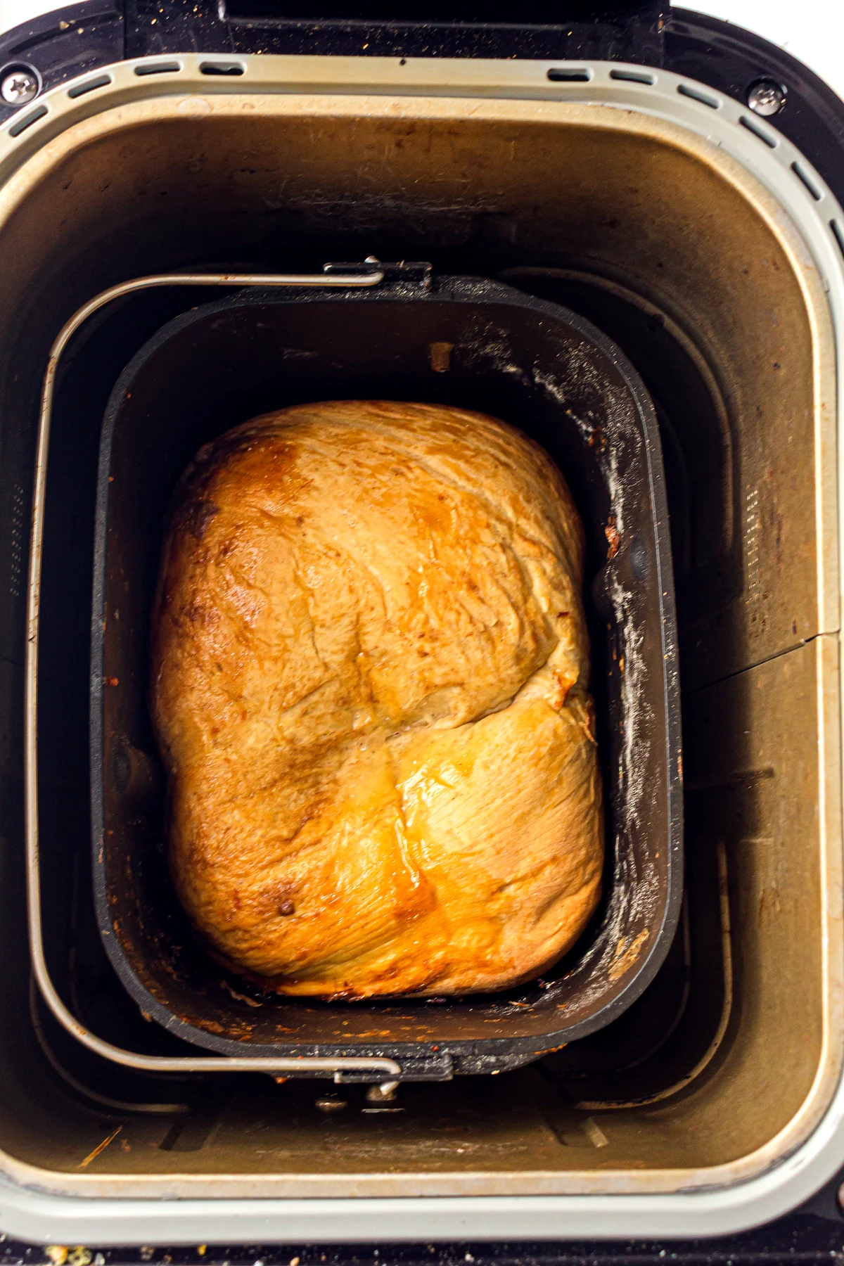 Finished bread machine cinnamon swirl loaf