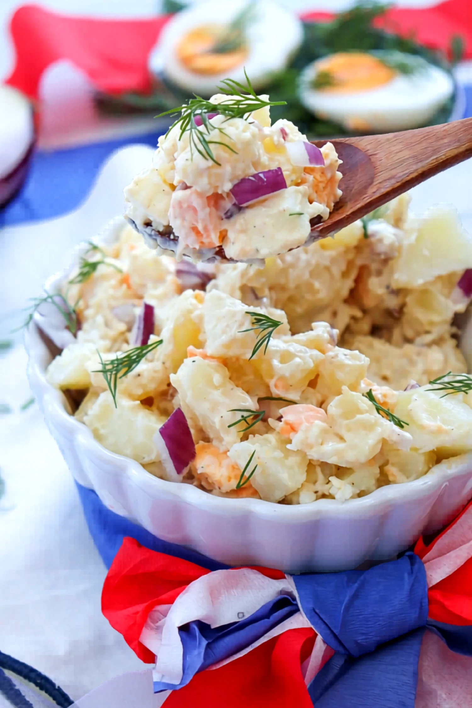 Spoonful of creamy potato salad