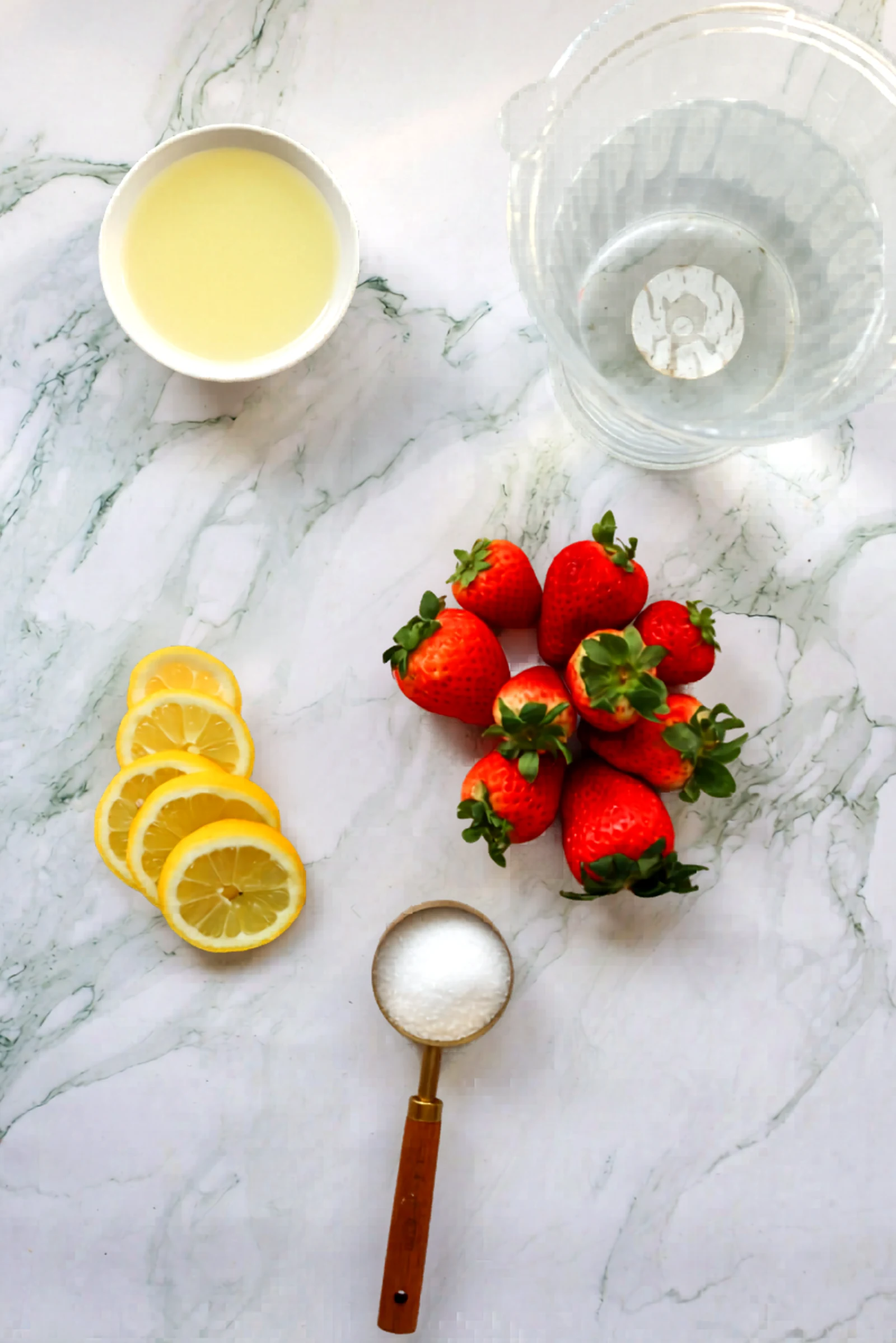 Ingredients for fourth of july strawberry lemonade