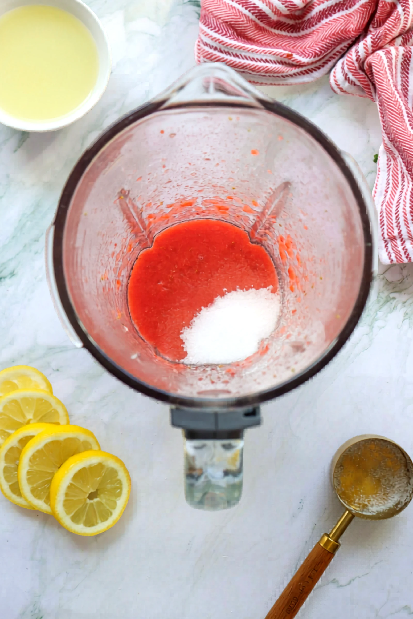 Sugar added to the strawberry puree