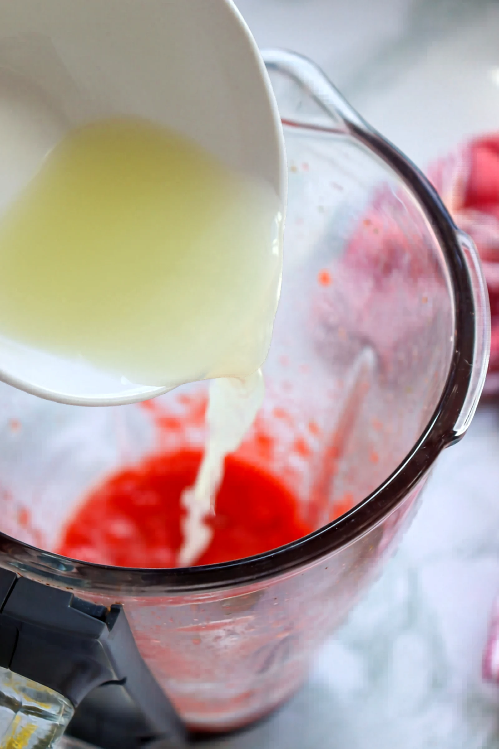 Lemonade base poured into the blender