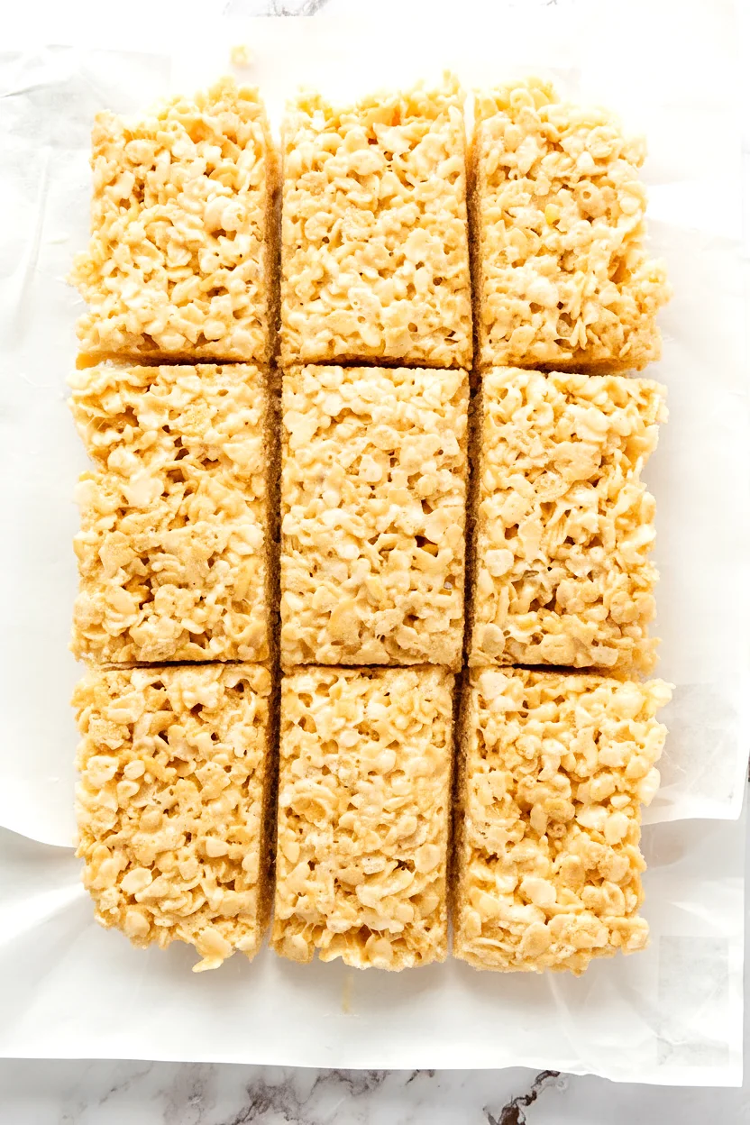 Rice Krispie treats cut into bars