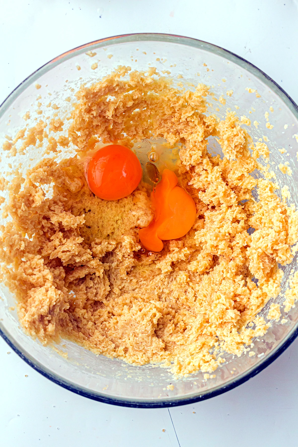 Eggs added to kitchen sink cookie dough