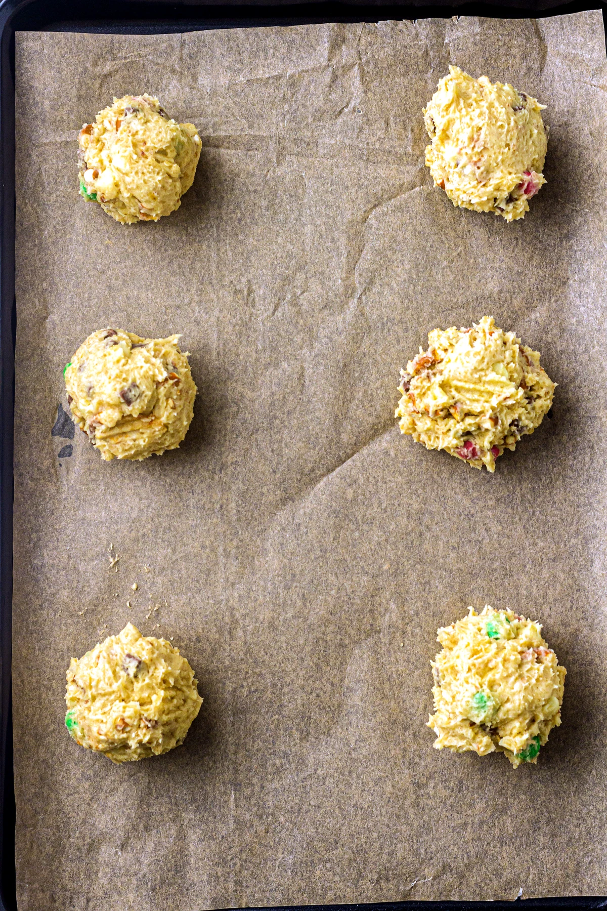 Kitchen sink cookies portioned and ready for the oven
