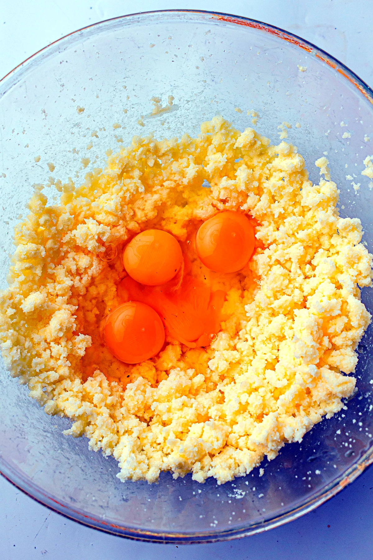 Eggs added to lemon pound cake batter