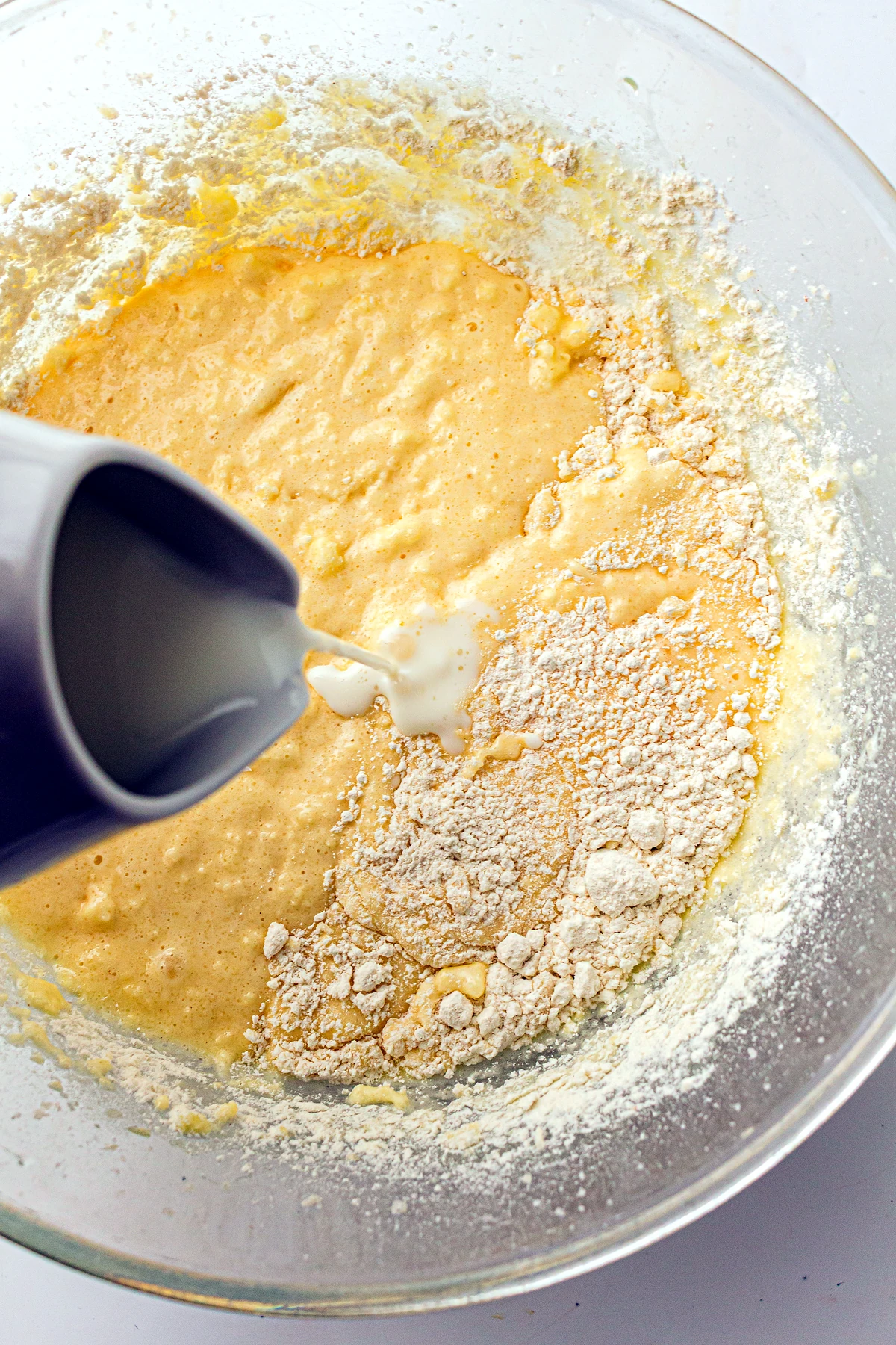 Milk added to lemon pound cake batter