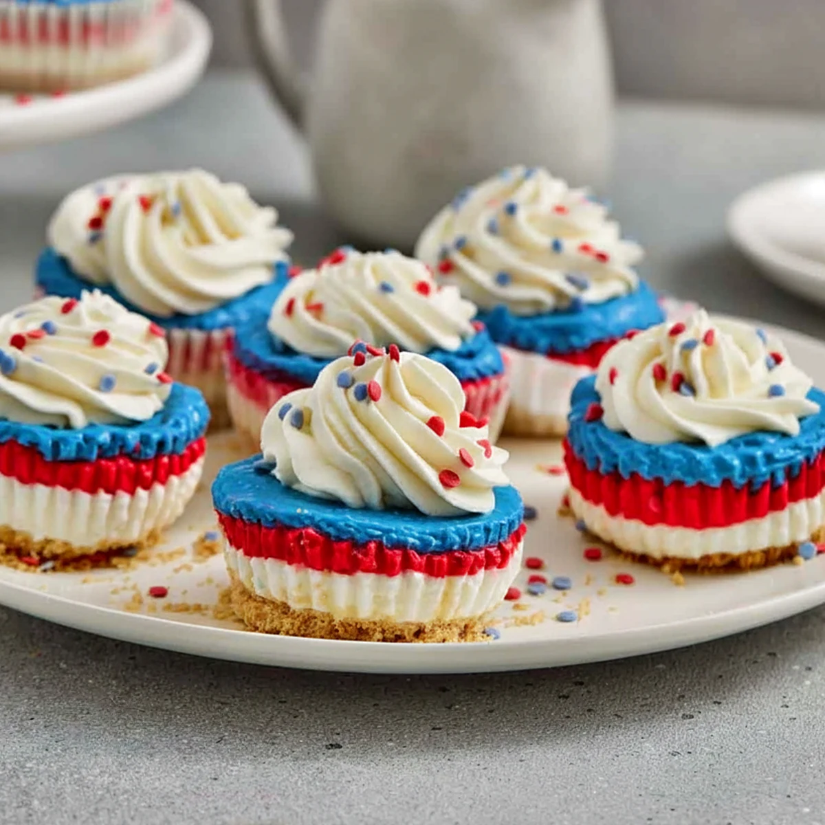 4th of July Mini No-Bake Cheesecakes