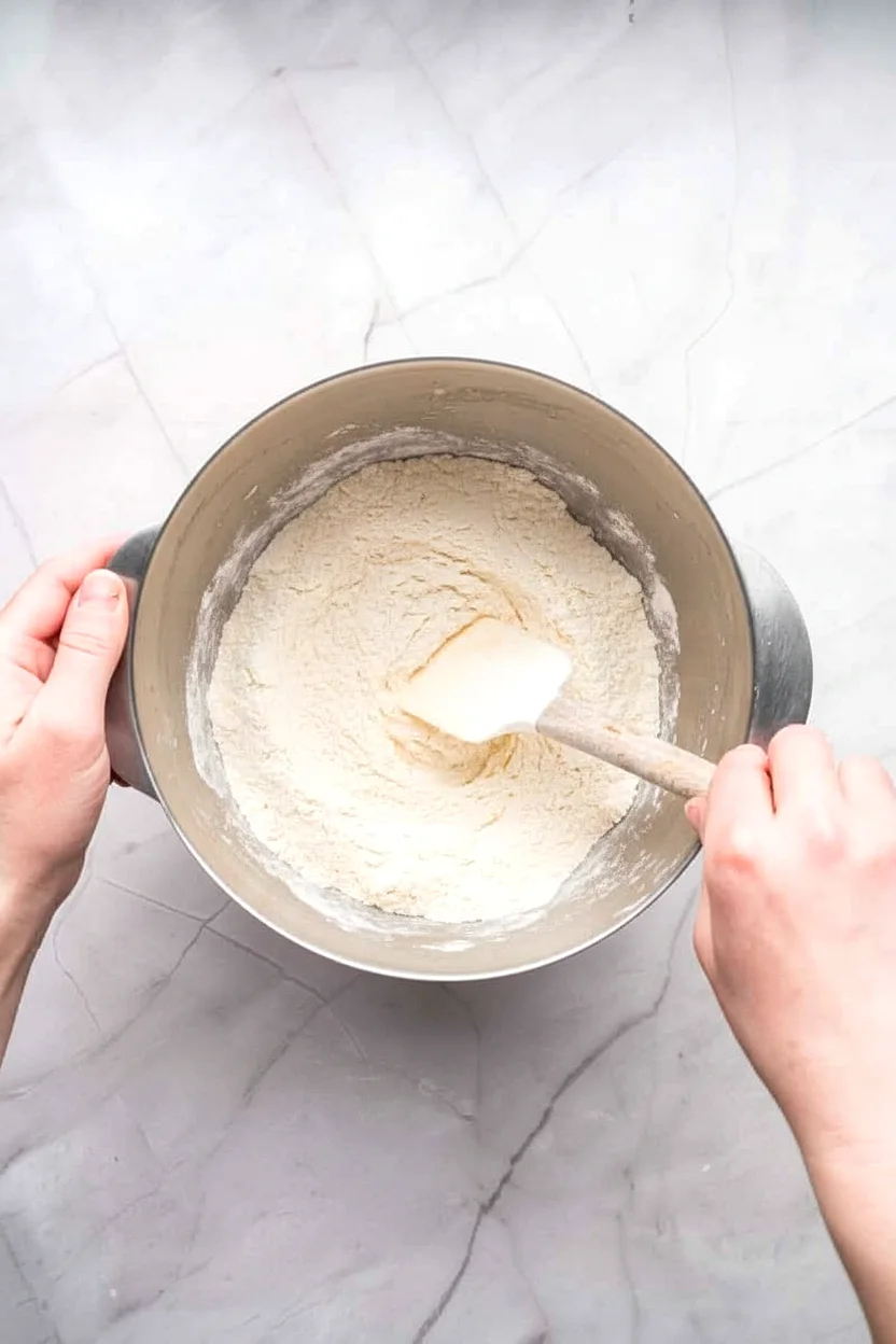 Finished sugar cookie dough in a mixing bowl