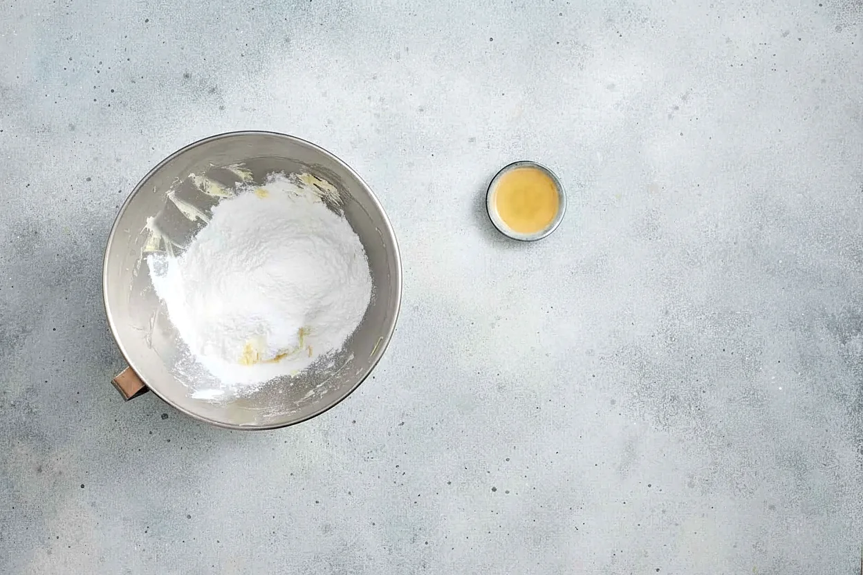 Powdered sugar added to butter for frosting