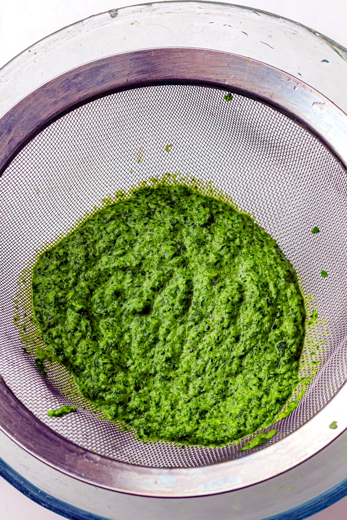 Herb mixture strained for sheet pan koftas