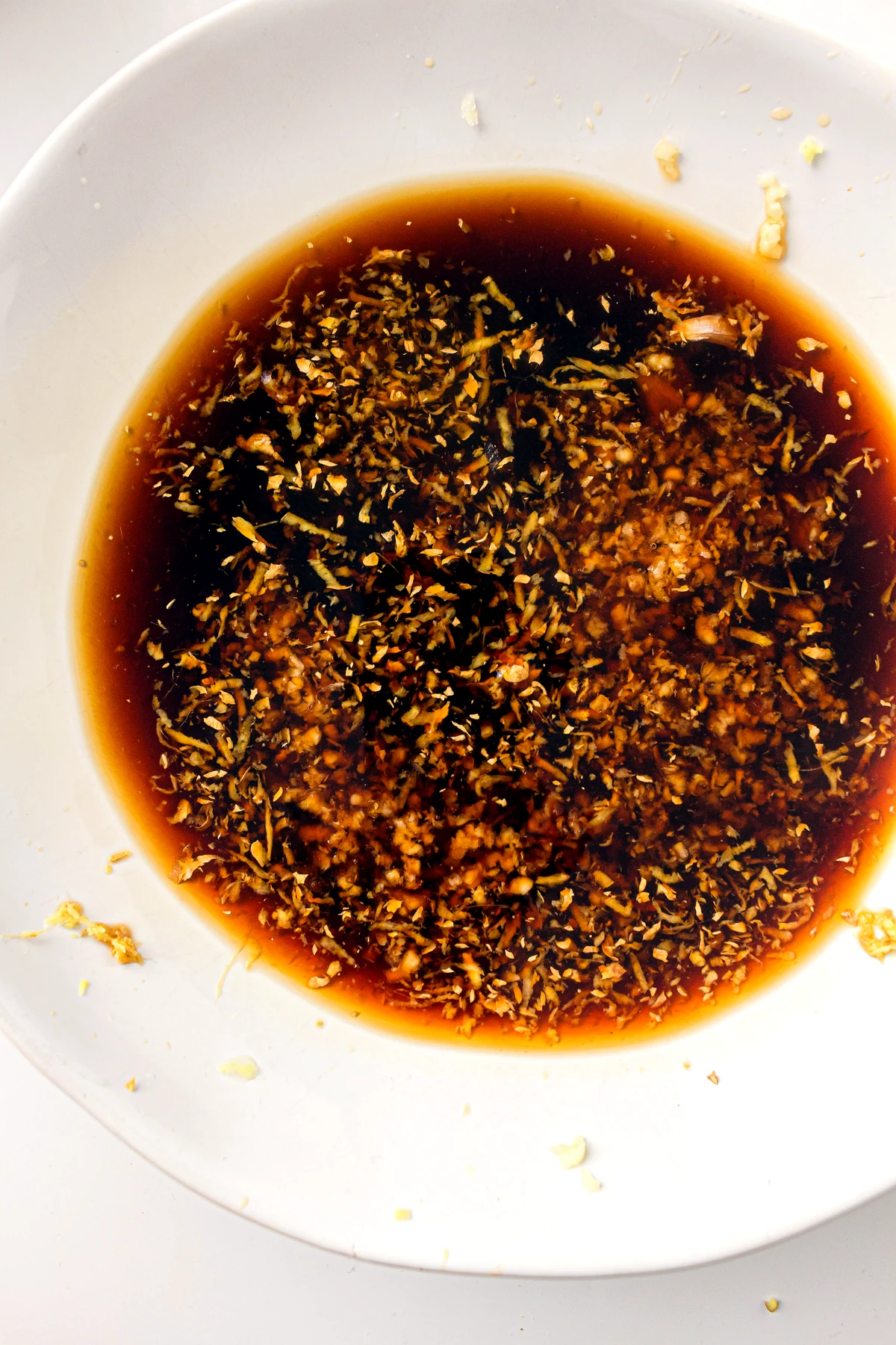 Honey garlic sauce whisked for slow cooker chicken