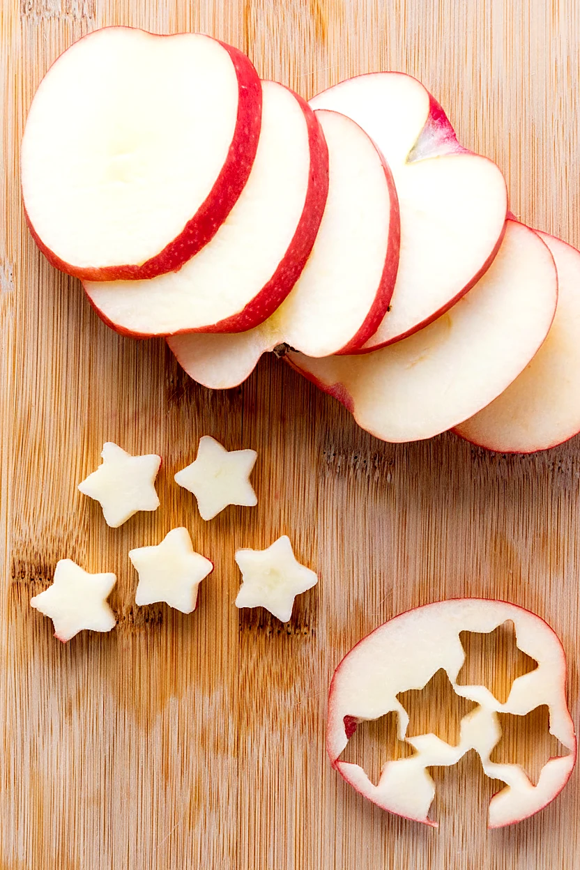 Apple stars cut with a small star cutter for patriotic fruit salad