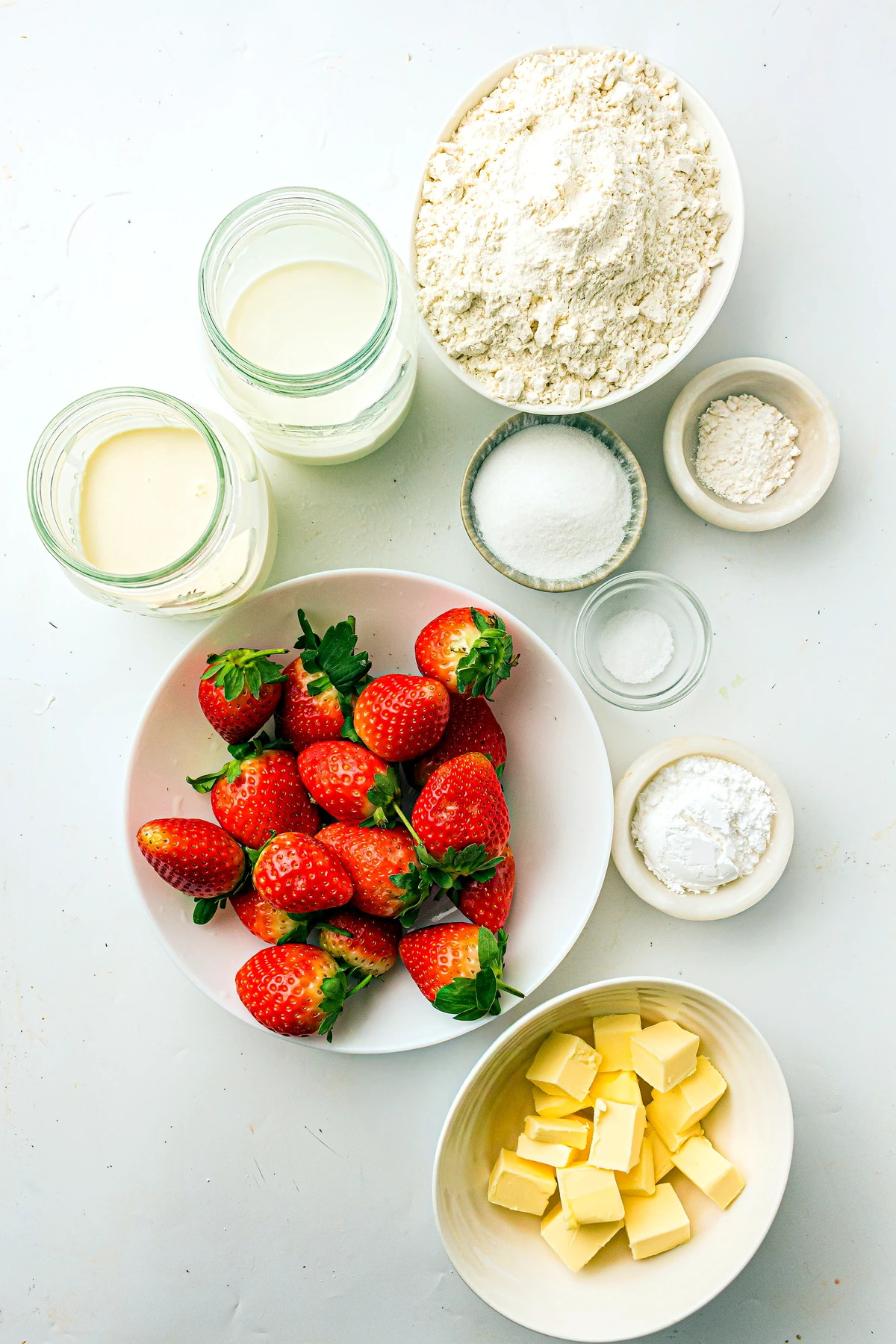 Ingredients for strawberry shortcake
