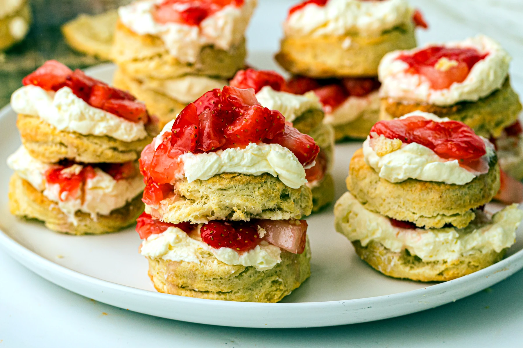 Plated strawberry shortcake stack
