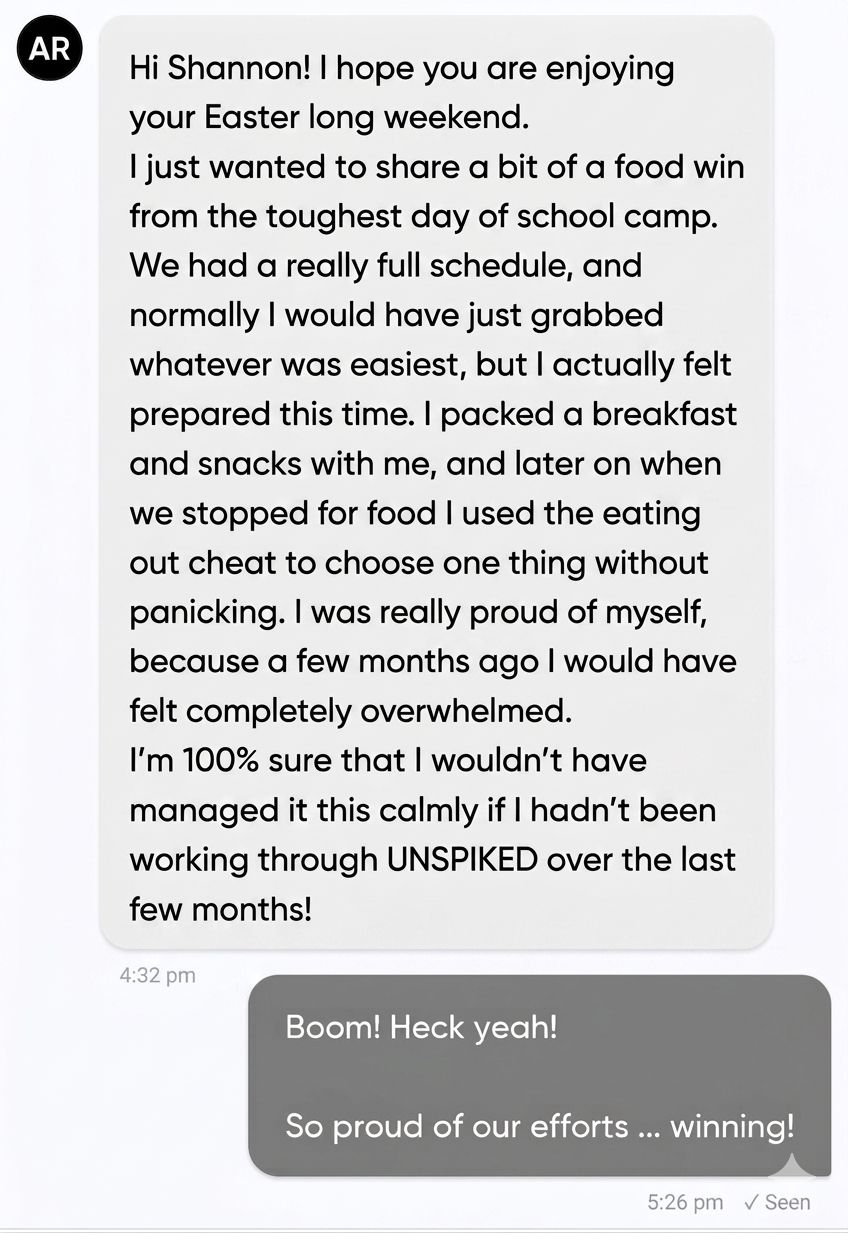 UNSPIKED reader testimonial