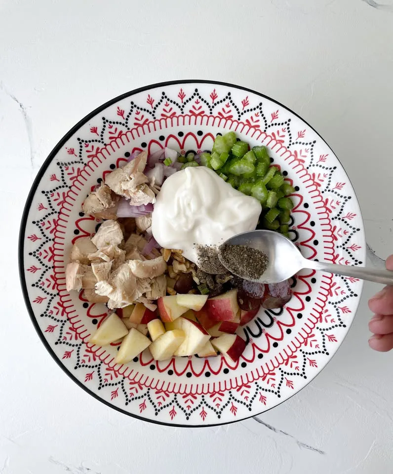 chicken waldorf salad add dressing
