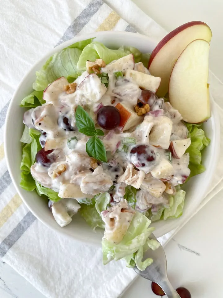 chicken waldorf salad overhead