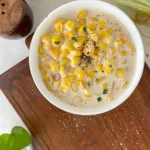 Easy creamed corn with fresh kernels chives and black pepper