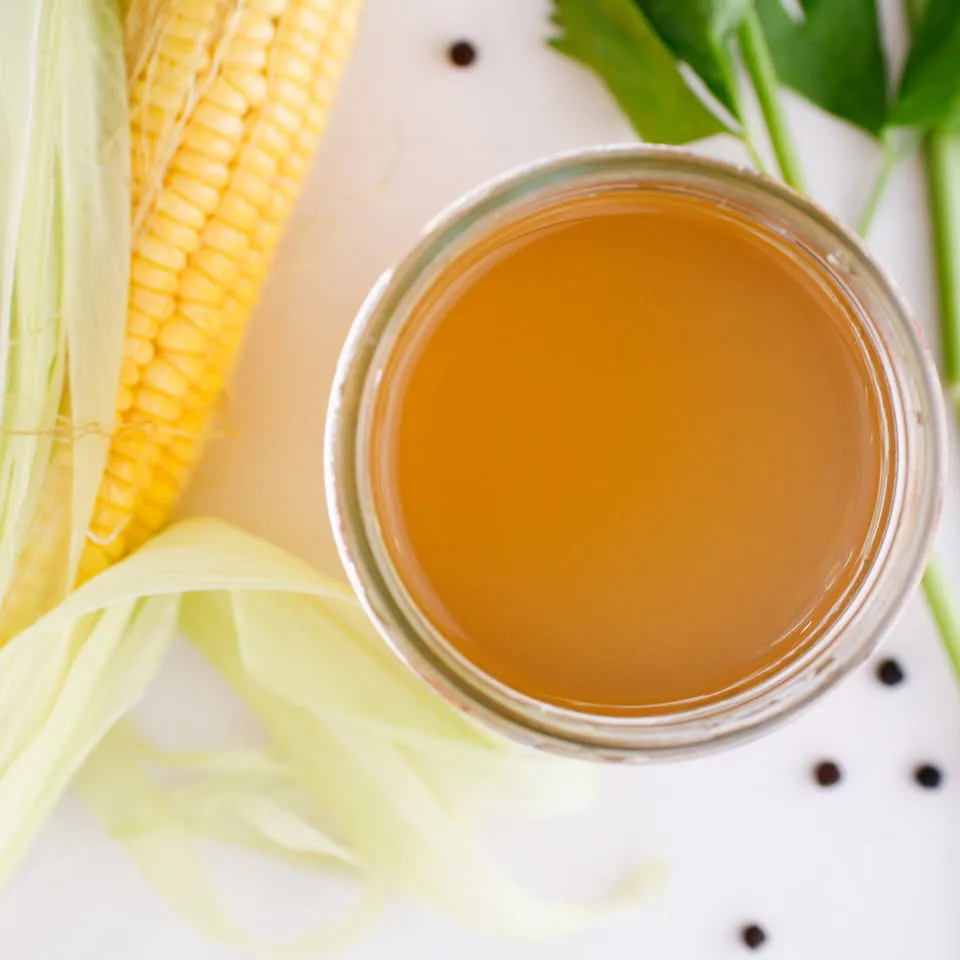 homemade corn stock overhead