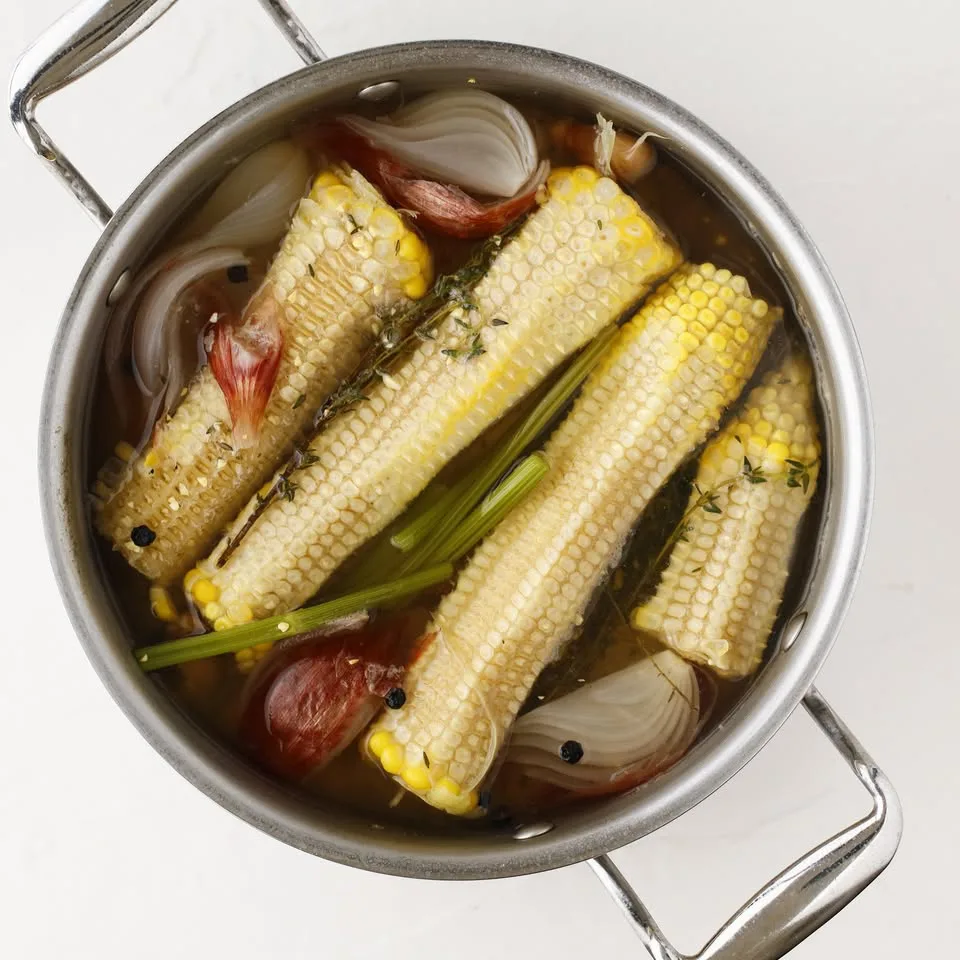 homemade corn stock simmering