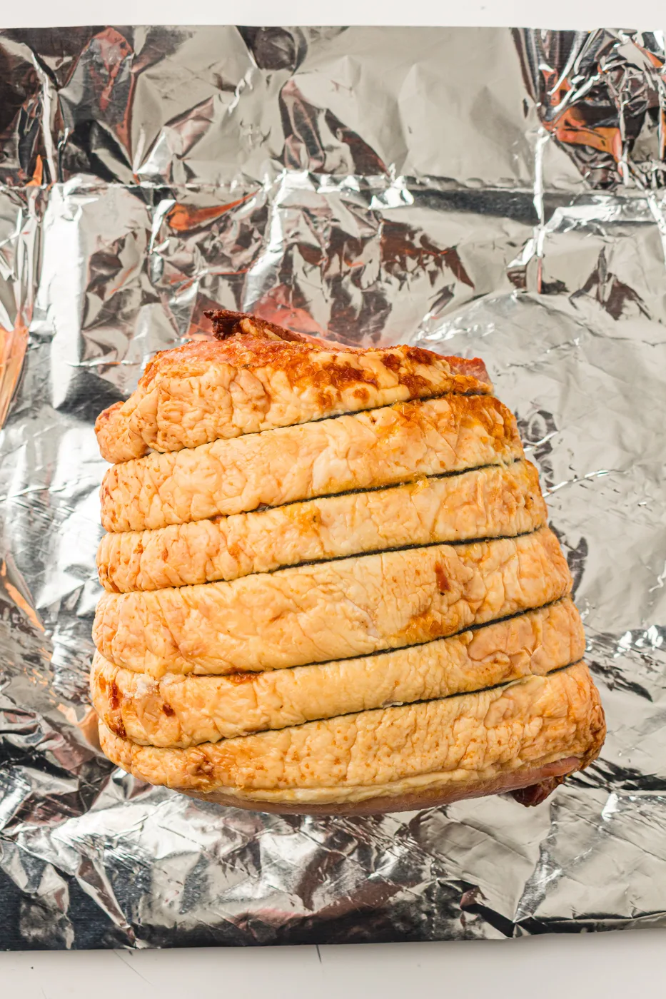 honey glazed spiral ham before baking