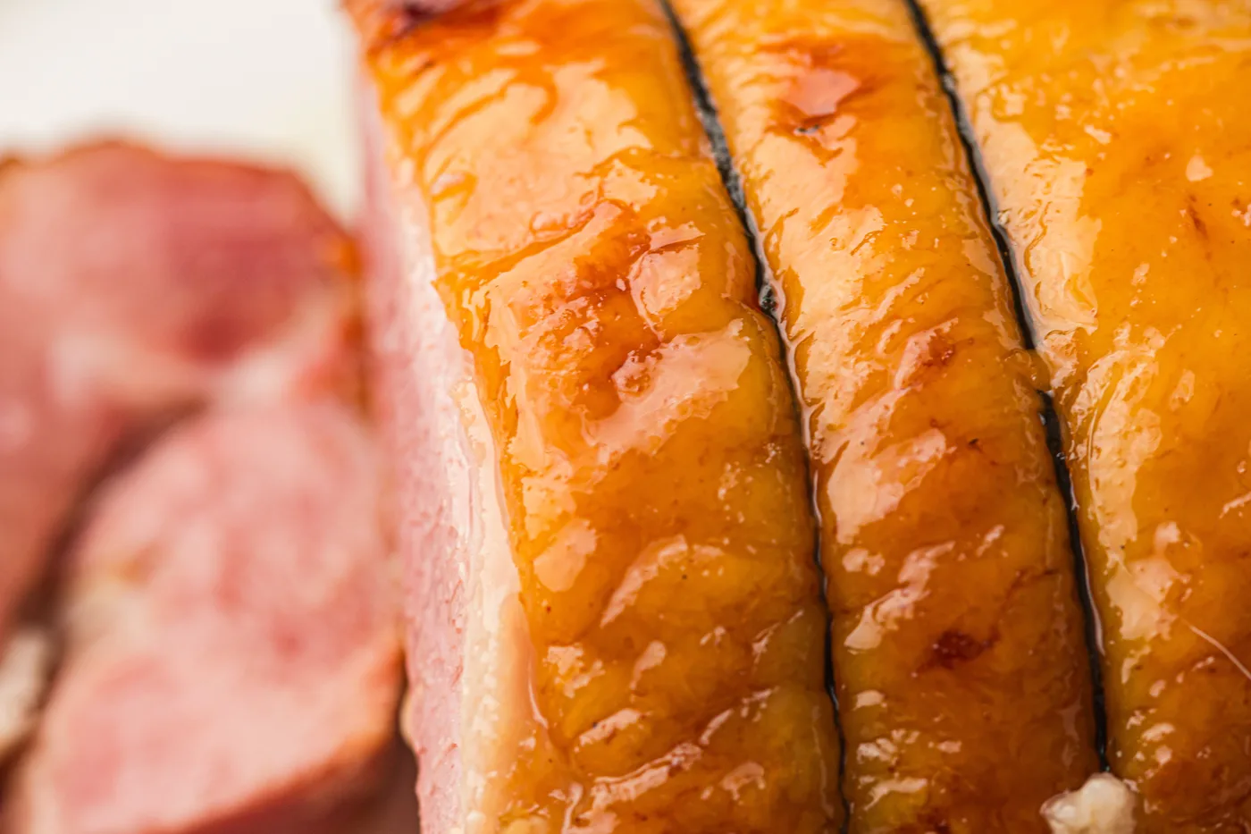 honey glazed spiral ham serving