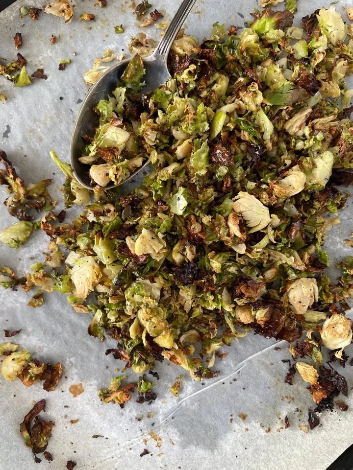 shredded brussels sprouts roasted pan