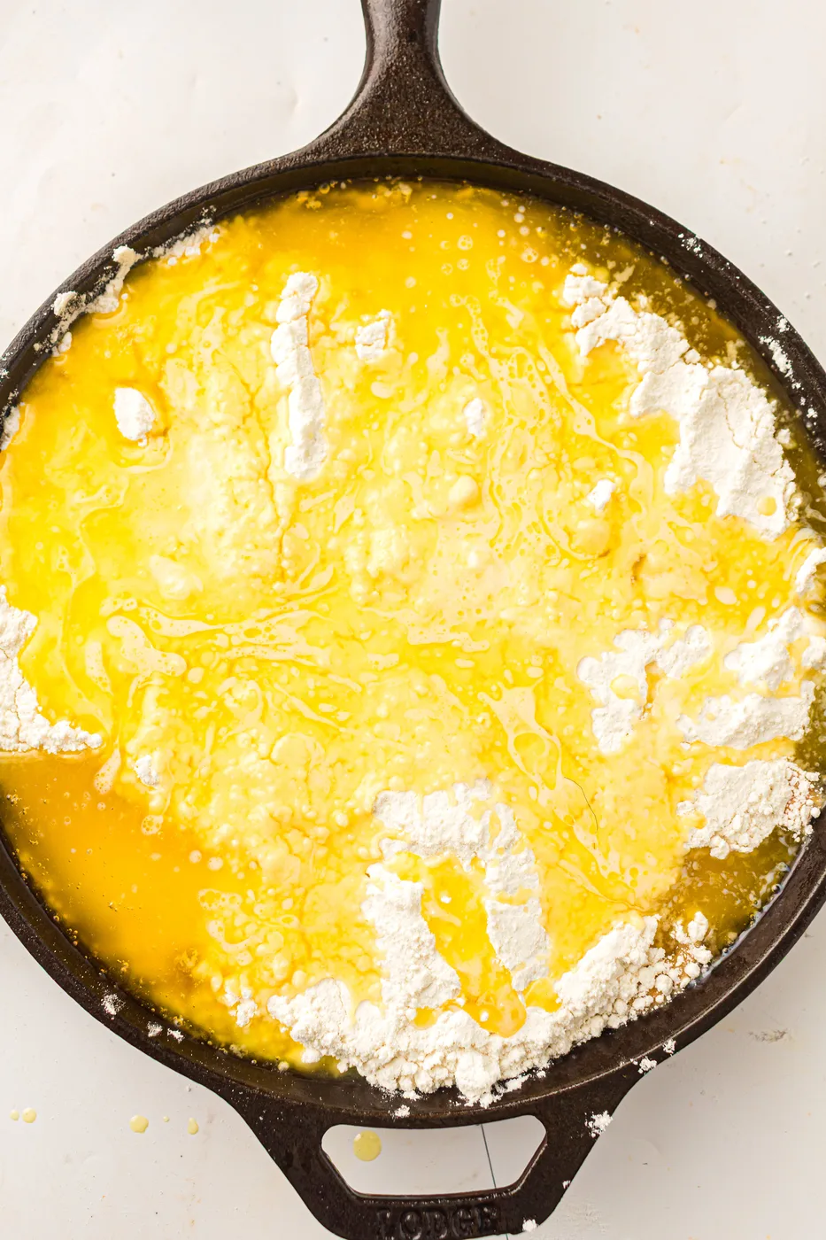 skillet pumpkin dump cake add butter