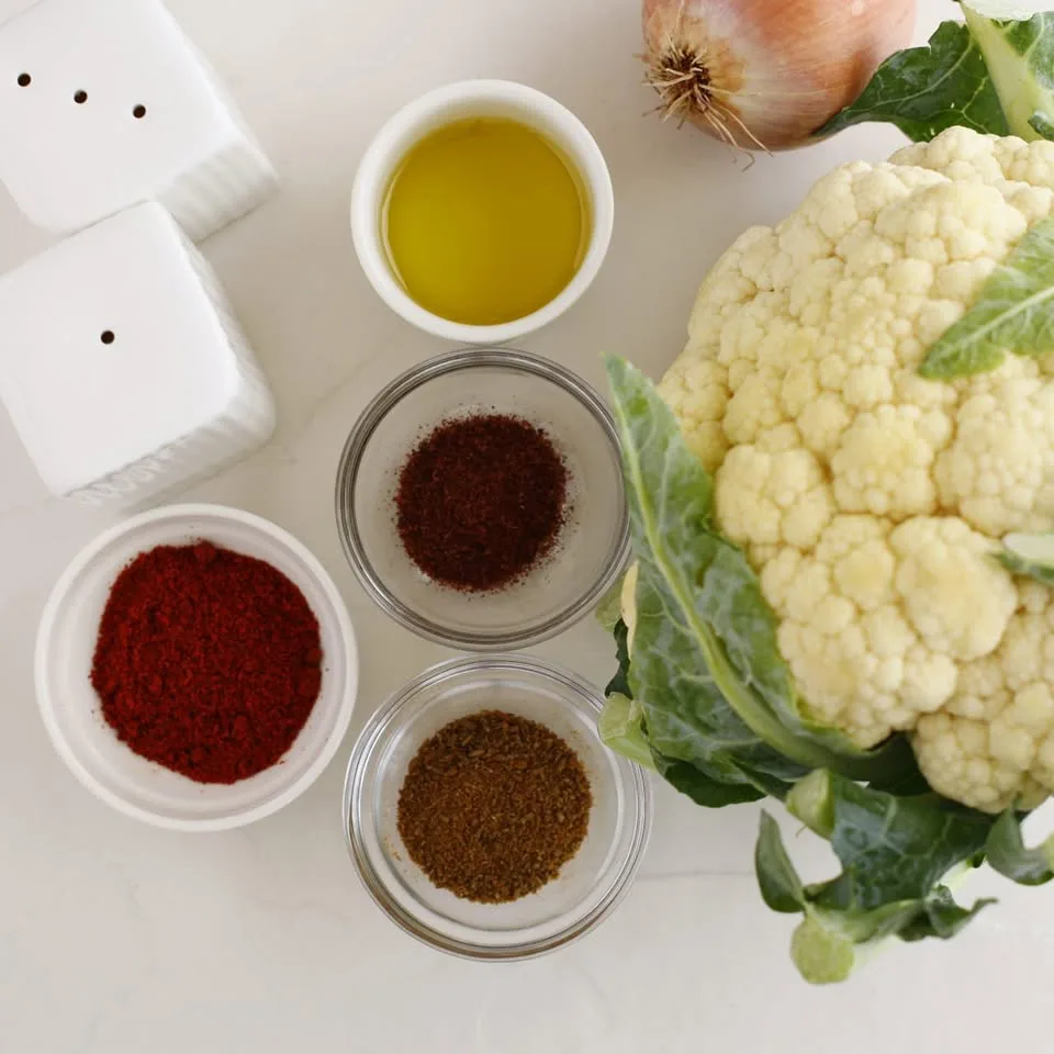 spiced roasted cauliflower ingredients