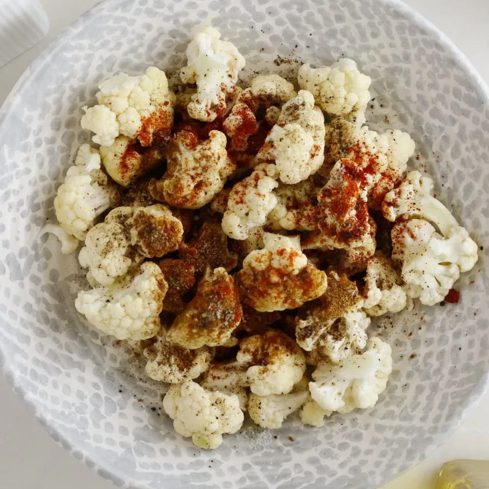 spiced roasted cauliflower seasoned